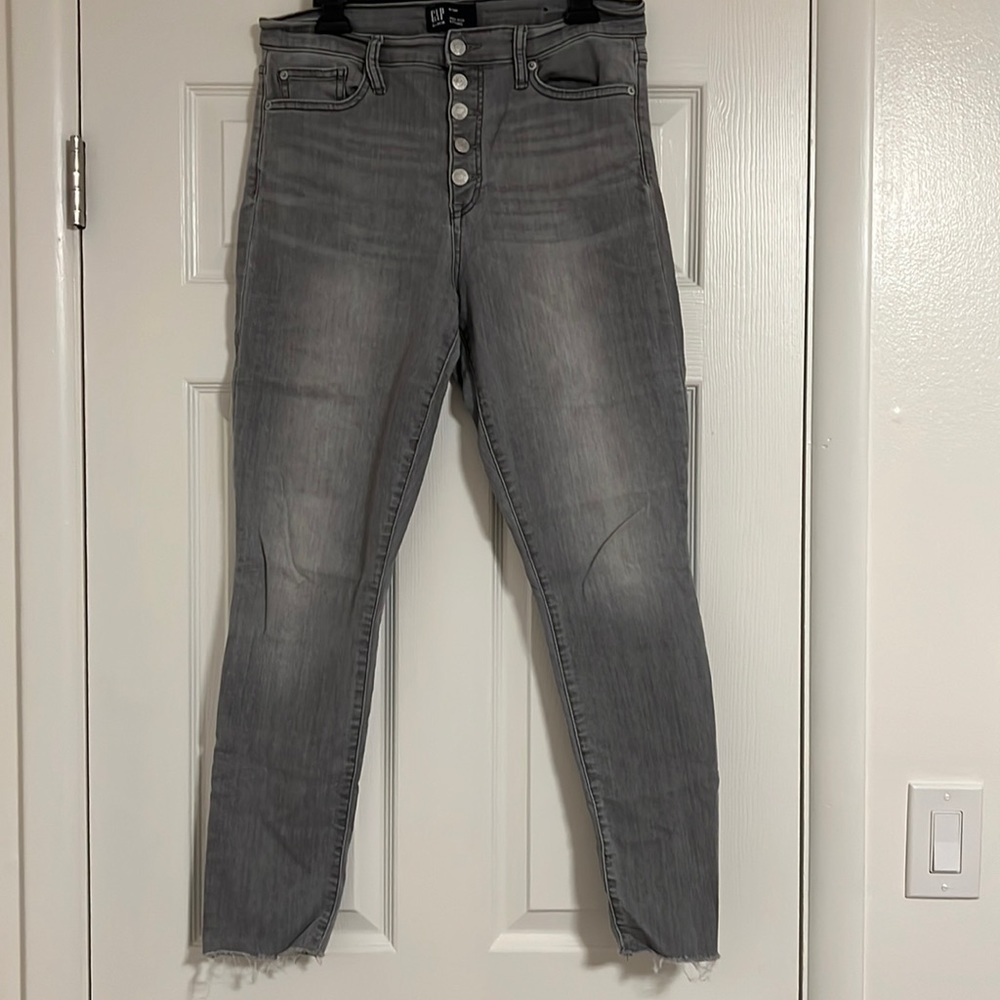 Gap Raw Edge Hem Gray Skinny Jeans Jeggings High Rise Legging